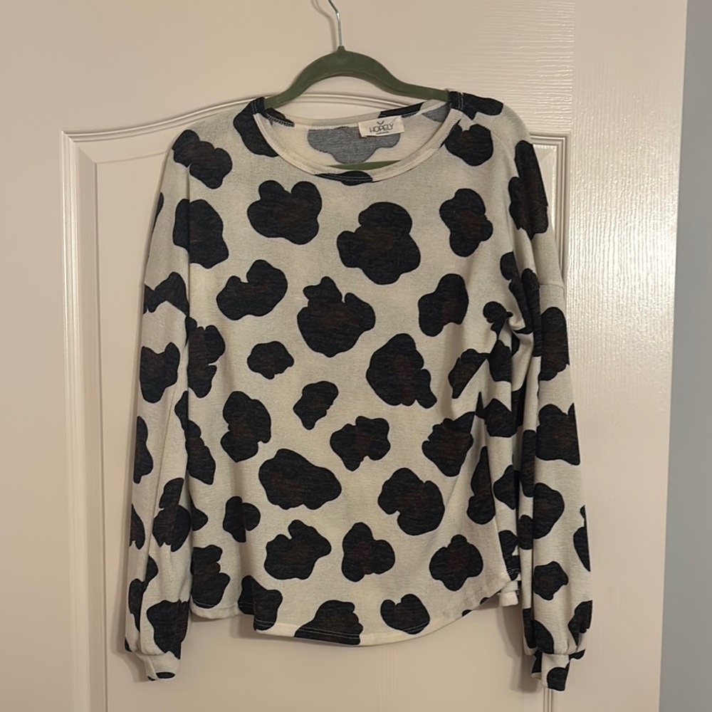 Cow Print Blouse - Black and White